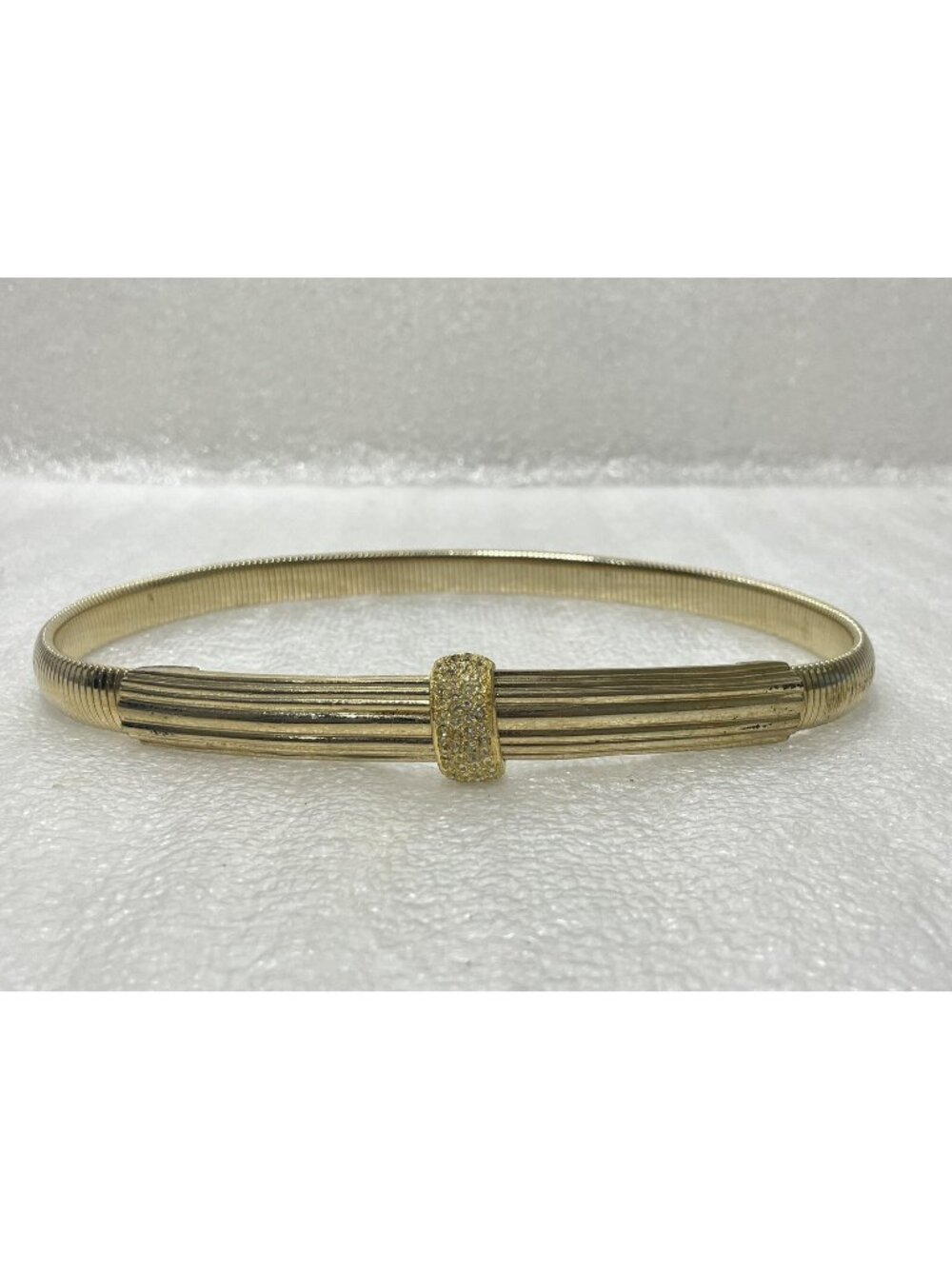 Vintage 80's Accessocraft NYC ~ Gold Tone Stretch Belt With Rhinestone ~ 35in